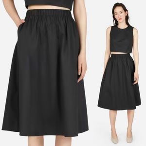 Everlane Clean Cotton Pull On Skirt Black XL